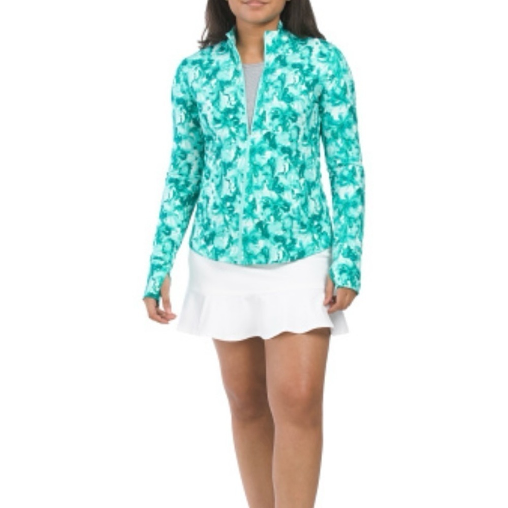 NWT Tommy Bahama Active Green Floral Print 1/4 Zip Pullover  UPF50  XS